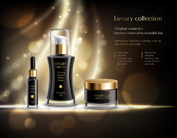Cosmetic products realistic advertisement template Free Vector