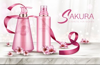 Cosmetic sprayer bottles banner Free Vector
