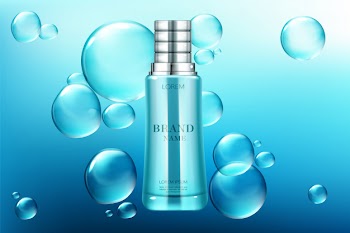 Cosmetic tube advertising, beauty cosmetics bottle Free Vector