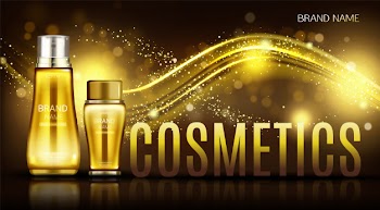 Cosmetics bottles banner, skin care cream Free Vector