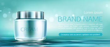 Cosmetics cream jar mock up banner. beauty product Free Vector