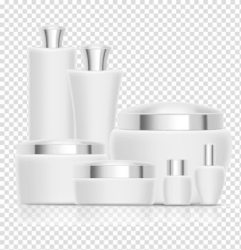 Cosmetics Packaging and labeling, White female cosmetic packaging bottles transparent background PNG clipart