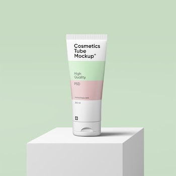 Cosmetics Tube on Box Mockup