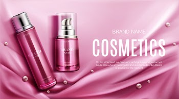 Cosmetics tubes, natural spa beauty product, banner template Free Vector