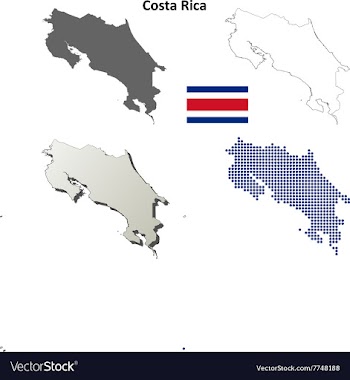 Costa Rica outline map set vector image
