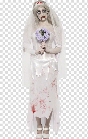 Costume party Halloween costume Bride Dress, bride bouquet transparent background PNG clipart