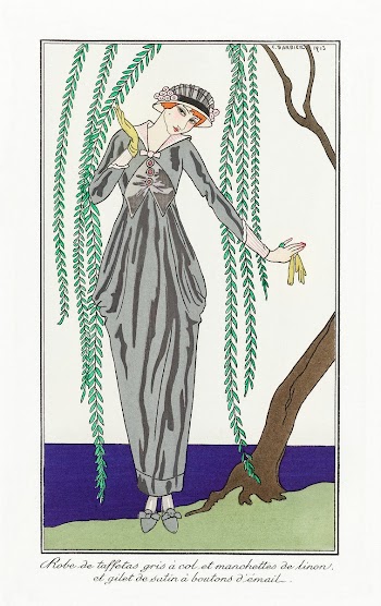 Costumes Parisiens (1913) fashion illustration in high resolution by George Barbier. Original from The Rijksmuseum. Digitally enhanced by rawpixel.