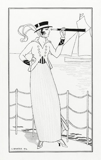 Costumes Parisiens (1914) fashion illustration in high resolution by George Barbier. Original from The Rijksmuseum. Digitally enhanced by rawpixel.
