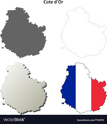 Cote dOr Burgundy outline map set vector image