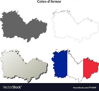Cotes-dArmor Brittany outline map set vector image