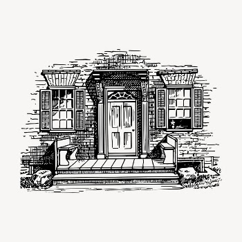 Cottage entrance clipart, vintage hand | Free Vector - rawpixel