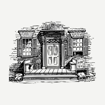 Cottage entrance drawing, vintage illustration | Free PSD - rawpixel