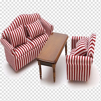 Couch Chair Seat, Red and white striped sofa transparent background PNG clipart