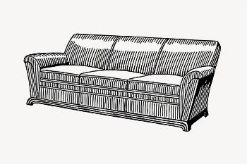 Couch drawing, vintage illustration psd. | Free PSD - rawpixel