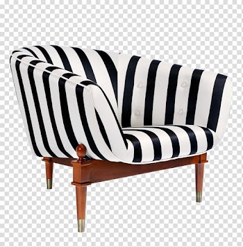 Couch Furniture Club chair Bar stool, Black and white striped sofa transparent background PNG clipart