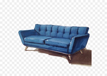 Couch Sofa bed Furniture Drawing Interior Design Services - Day sky blue hand-painted decorative sofa 