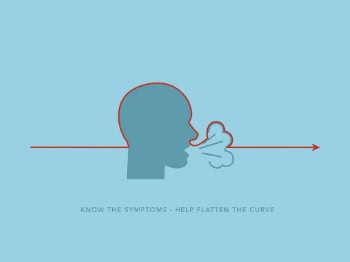 Cough, know the symptoms, help flatten the curve.  Image created by Jack Adamson. Submitted for United Nations Global Call Out To Creatives - help stop the spread of COVID-19.