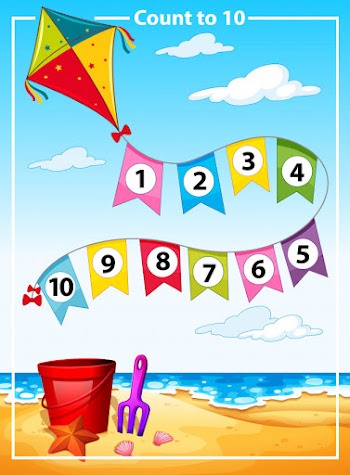 Count number summer beach template Free Vector
