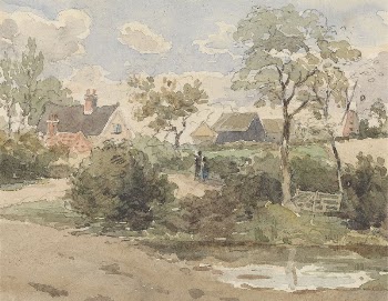 Country Landscape with Cottage, Windmill, | Free Photo - rawpixel