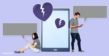 Couple breaking up via texting and copy space | Free stock psd mockup - 458046