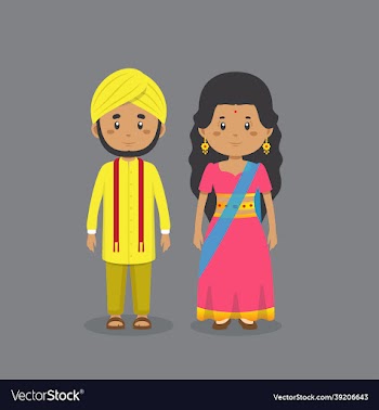 couple character indian wearing traditional dress