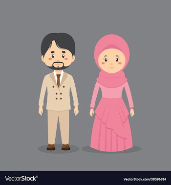 couple character muslim wearing casual clothes