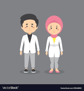 couple character muslim wearing casual clothes
