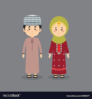 couple character oman wearing traditional dress