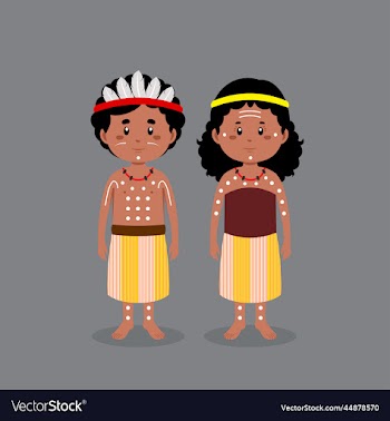 couple character wearing australian aborigine