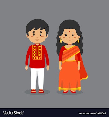 couple character wearing bangladesh national dress
