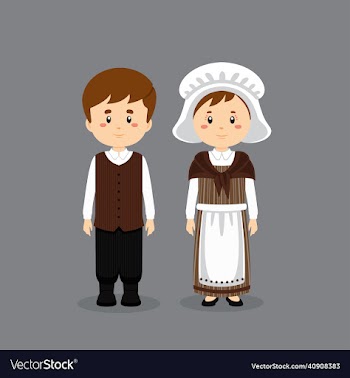 couple character wearing belgians national dress
