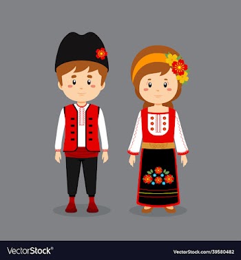 couple character wearing bulgarian national dress