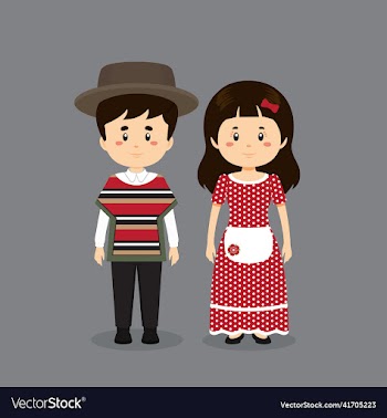 couple character wearing chile traditional dress