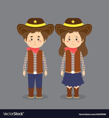 couple character wearing cowboy costume