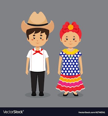 couple character wearing cuba traditional dress