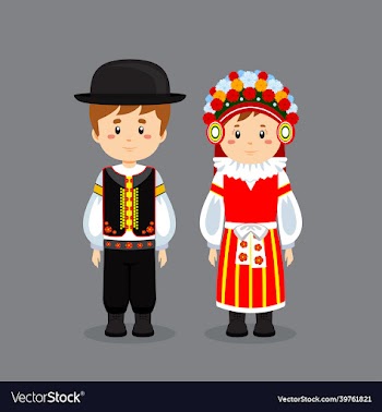 couple character wearing czech republic national