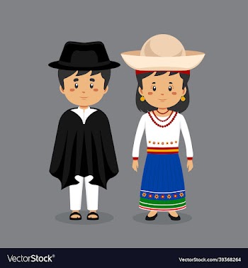 couple character wearing ecuador national dress