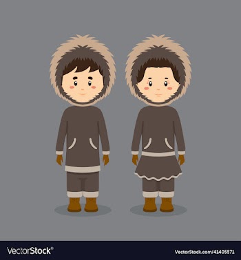 couple character wearing eskimo alaska