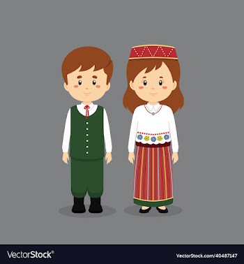 couple character wearing estonia national dress