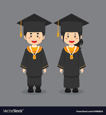 couple character wearing graduation outfits