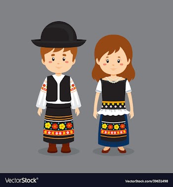 couple character wearing hungary national dress