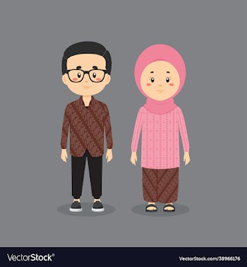 couple character wearing indonesian dress