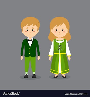 couple character wearing ireland national dress