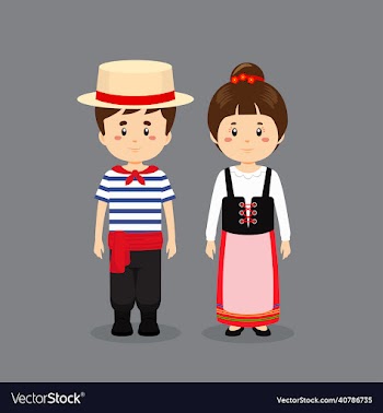 couple character wearing italy national dress