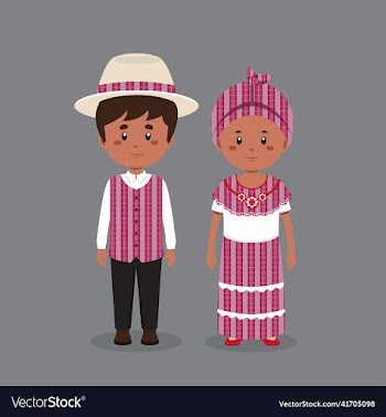 couple character wearing jamaica traditional dress