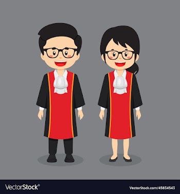 couple character wearing judge outfit