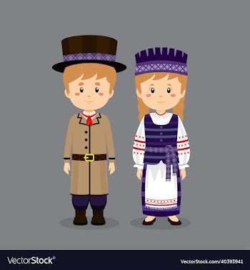 couple character wearing lithuanians national