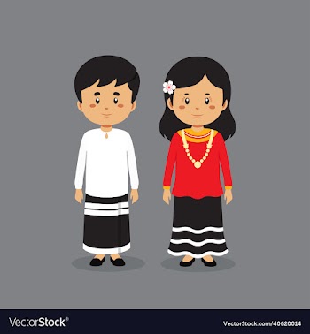 couple character wearing maldives national dress