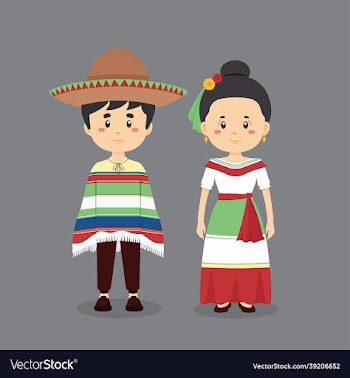 couple character wearing mexican national dress