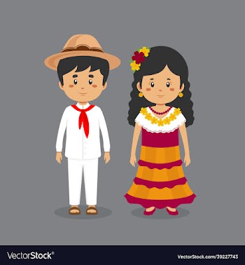 couple character wearing mexican national dress